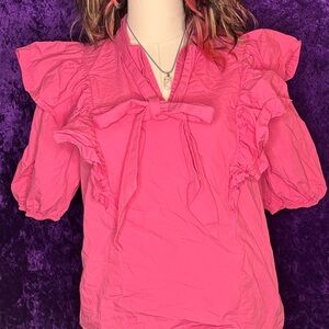 SHEIN Vibrant Pink Ruffled Blouse